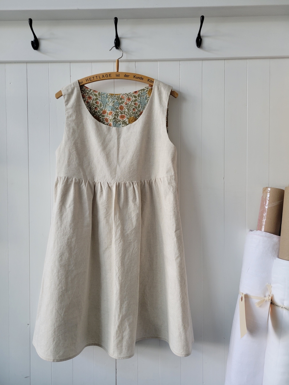 Sleeveless Floral A-line Dress in Sage, Mustard & Cream - Picture 6 of 8